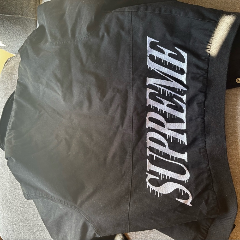 Supreme Black Jacket with White Logo